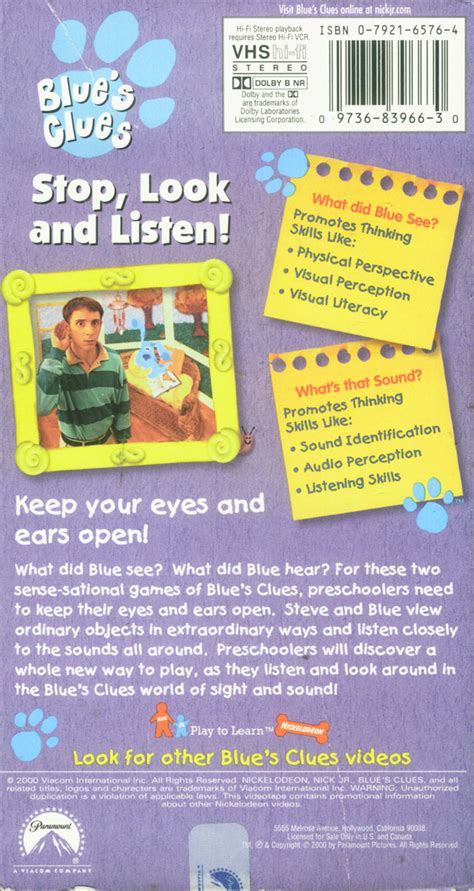 Blue s clues stop look and listen vhs on Shoppinder